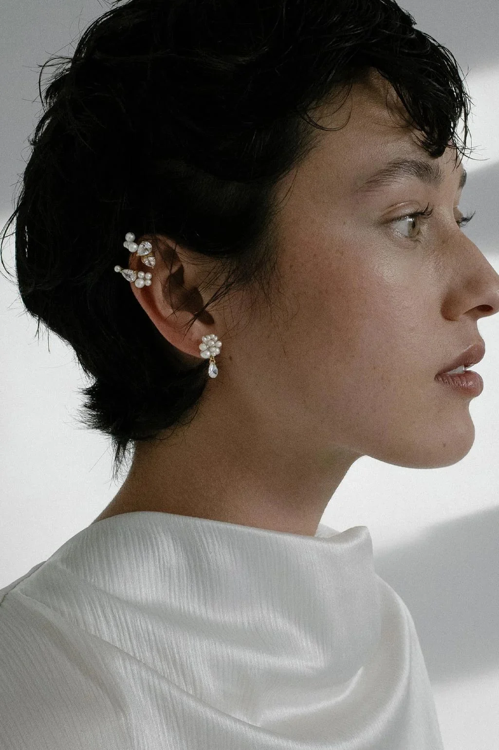 Pulp Pearl and Zirconia with Gold Vermeil Earrings by